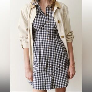 NWT Marine Layer Arden Mini Shirt Dress in Black and White Gingham Size Small